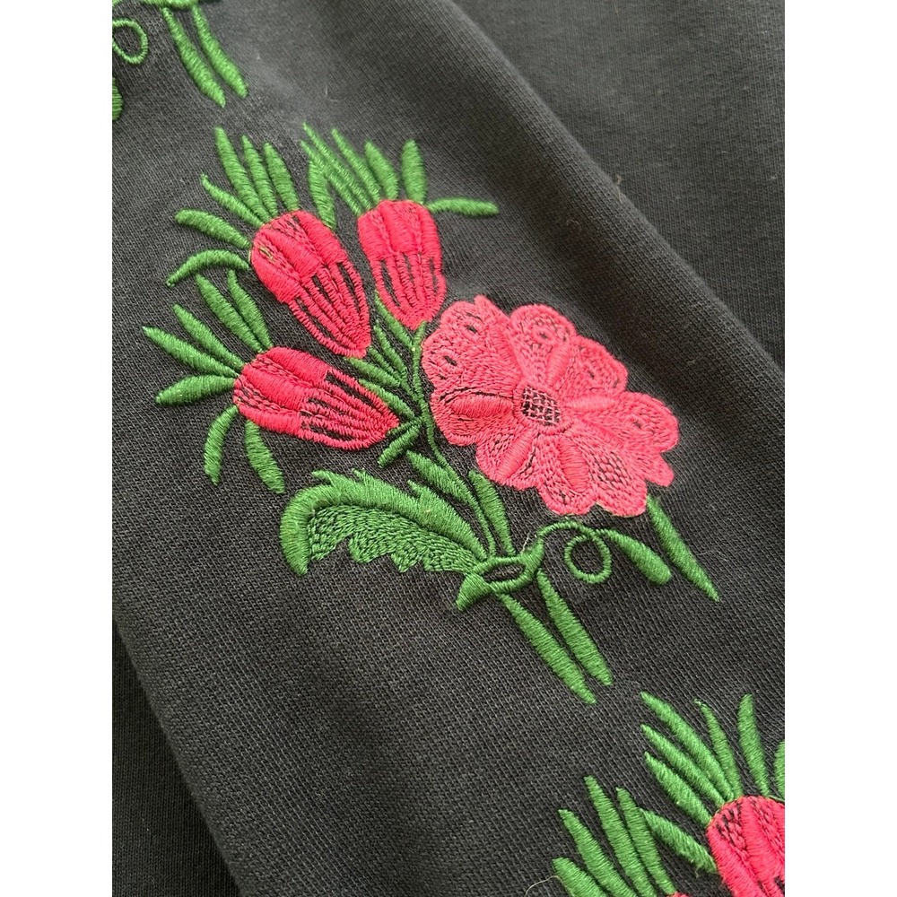 J.Crew Embroidered Floral Sweatshirt Navy Pink Flowers Women's Size S Cotton - Picture 8 of 10